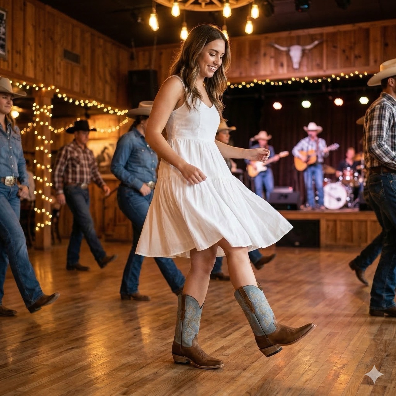Ladies cowboy boots LF1601E, Goldfield, brown/blue